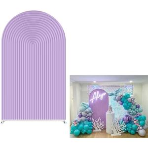 Arch Backdrop Covers Purple Ripples Arched Panels Covers for Wedding Birthday Parties Decorations Banquet Baby Shower Photography Background, W75cm H180cm (30''by 72'')