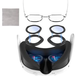 Lens Anti Fog Kit for Meta Quest 3, Blue Light Blocking Glasses for Oculus Quest 3, VR Glasses Spacer Accessories Anti-Scratch Ring Prevent Eyeglass from Scratching for Meta Quest 3