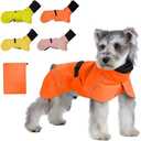 AIMYDOG Dog Raincoat, Waterproof Dog Rain Jacket with Calming Hood, Adjustable Lightweight Dog Rain Coat with Zipper Leash Hole and Reflective Strip for Small Medium Dogs Puppies(Orange, S)