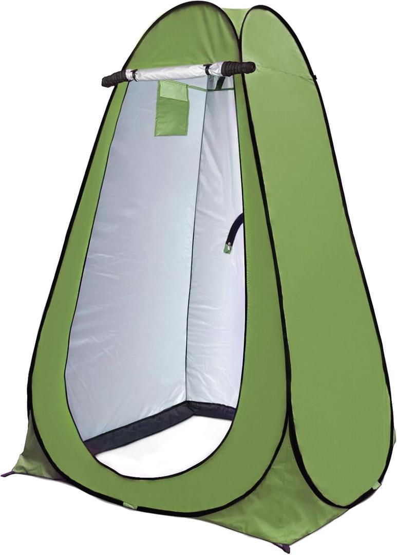 Anngrowy Pop Up Privacy Shower Tent - Portable Outdoor Camping Bathroom Toilet Changing Dressing Room - UPF40+ Waterproof (Army green)