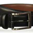 Perry Ellis Men's Timothy Leather Belt with Stitched Edges, Silver Prong Buckle, 1.5" Width) (32, Black)