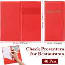 40 PCS Restaurant Check Presenters Bulk Guest Check Card Holder with Gold Thank You Imprint Red Restaurant Bill Book Holder Customer Check Holder for Restaurants Cafe Bar Eatery 7.9 x 3.9"