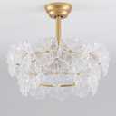 Fandelier 20-Inch Gold Flower Crystal Ceiling Fan with Lights, Remote Control Modern Chandelier Fan for Girls Bedroom, Nursery, Living Room