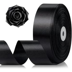 1-1/2 Inch 100 Yards Black Satin Ribbon, Solid Fabric Ribbon Roll for Flower Bouquet, Gift Wrapping, Roses Making, Handmade Crafts