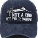 No a King Hat, Fathers Day Dad Gifts He's Your Daddy Embroidered Baseball Cap Patriotic 4th of July No Kings Hat (Blue)
