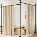 Bonpally Room Divider Curtain Rod, No Drilling Tension Rod for Room Separation, 4-10ft(H) 28-114inch(W) Adjustable Heavy Duty Floor to Ceiling Wall Divider Room Partition Privacy Separator, Black