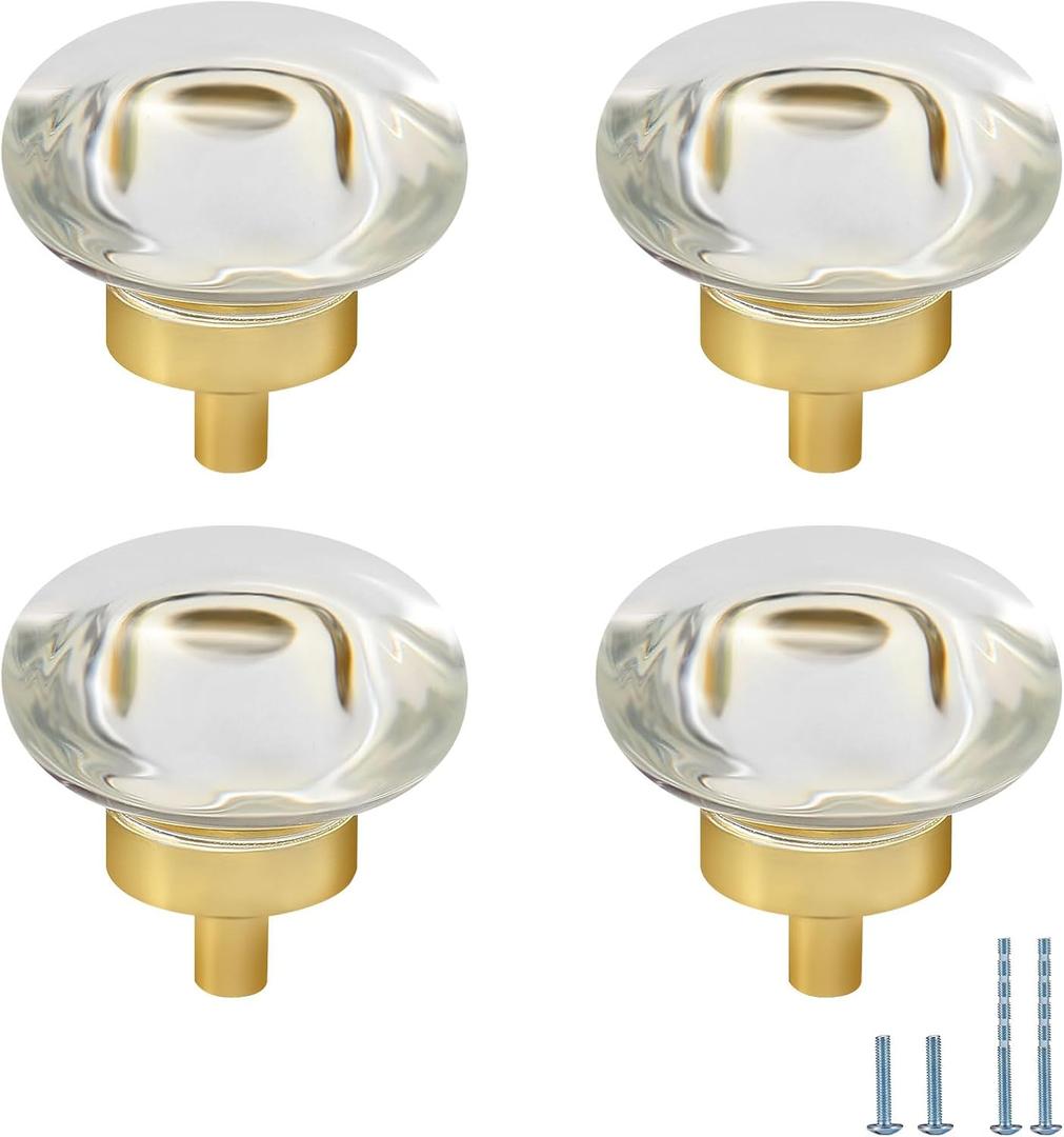 4 pcs Transparent Color Oval-Shaped Drawer Knob Cabinet Wardrobe Door Handles