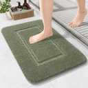 LOCHAS Bathroom Rugs, 24" x 17" Small Bath Rug, Non Slip Washable Bath Mat Soft Absorbent Microfiber Bathroom Mat, Shaggy Plush Luxury Bath Carpet for Shower, Sage Green