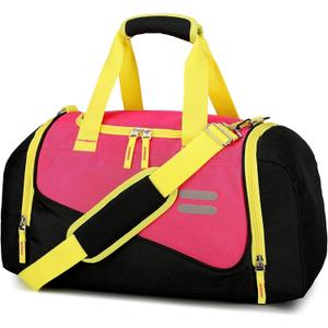 Urbanstand Gym Bag for Men & Women - 30L Duffel Bag with Shoe Compartment, Weekender Water Resistant Sports Duffle Bag for Travel, Fitness & Workouts, Pink Yellow