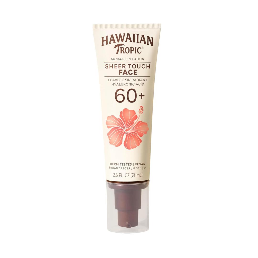 Hawaiian Tropic Sheer Touch Face Sunscreen Lotion SPF 60, 2.5 Fl Oz | Travel Size Sunscreen for Face, Sunblock Lotion, 2.5 Fl Oz