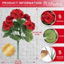 6 PCS 14" Artificial Geranium Flowers for Outdoors, Realistic Artificial Flowers UV Resistant Silk Faux Geraniums for Garden Planter Windowsills Patios Wedding Outdoor Home Decor, Red