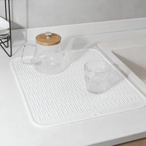 ZLR 2 Pcs Silicone Dish Drying Mats for Kitchen Counter, Eco-Friendly Quick Dry Dish Mat, Easy Clean Multi Usage Drying Matt, Heat Resistant Trivet, 6" x 12" Extra Small, Black