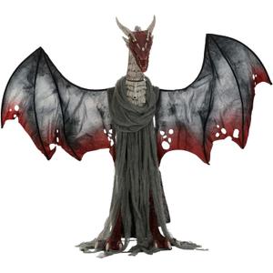 Fun Costumes 6FT Scary Brimstone Dragon Outdoor Halloween Decoration, Motion Activated Light-Up Eyes Animated Head and Wings