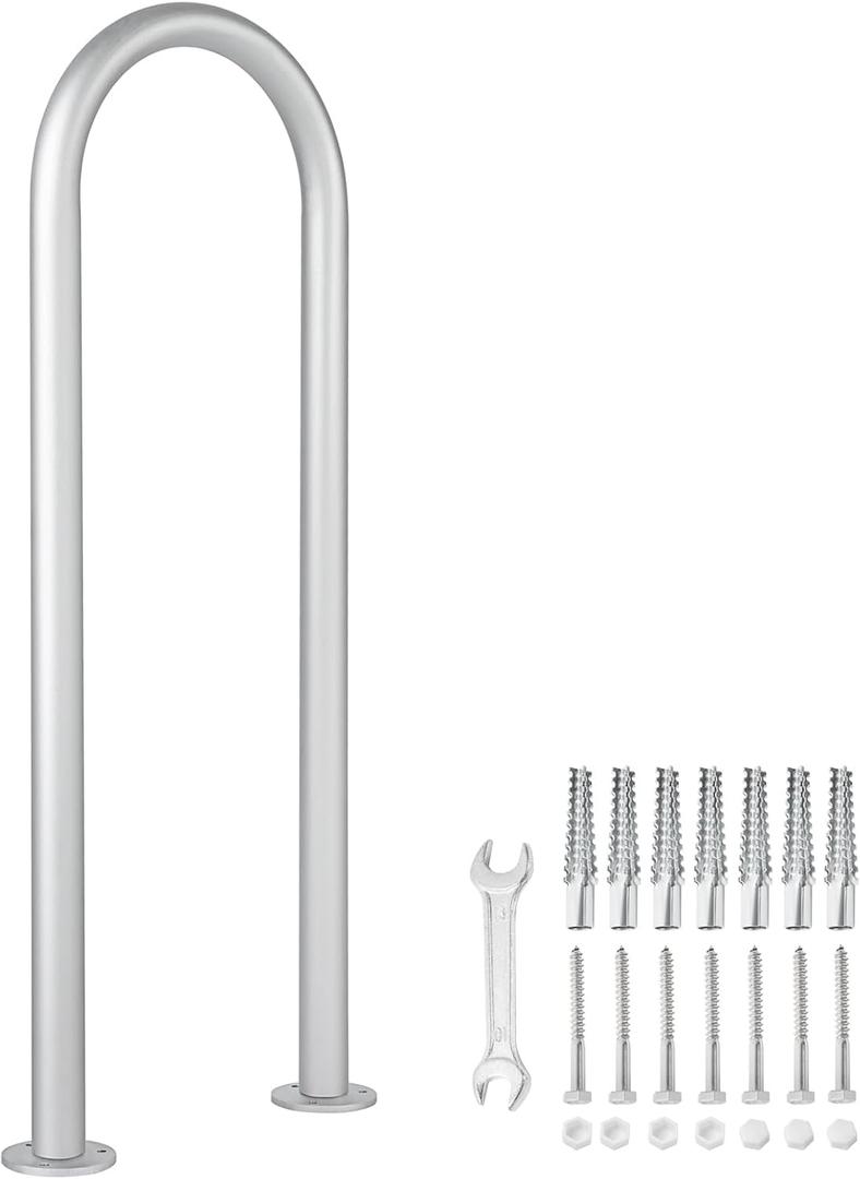 HomiShare Aluminum Dock Handrail, 36" x 13" Dock Boarding Handrail, Dock & Boat Aluminum Safety Grab Bar, 36in Swimming Pool Handrail & Hot Tub Handrail, Silver