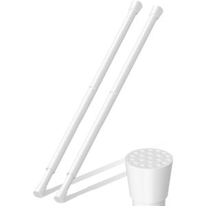 Short Spring Tension Rods for Windows (23 to 37 Inches, White, 2-Packs) - No Drill Adjustable Pressure Curtain Rods for Kitchen, Doorway, and Closet