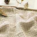 EMME Muslin Cotton Blanket King Size Adults Bed Layering Beige 108" x 90"