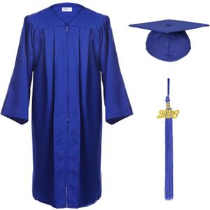 Unisex Adult Matte Graduation Cap and Gown Tassel Set (Blue)