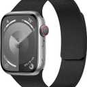 Magnetic Silicone Band Compatible with Apple Watch Band 38mm 40mm 41mm 42mm 44mm 45mm 46mm 49mm Women Men, Soft Waterproof Sport Strap for iWatch Series 11 10 9 8 7 6 5 4 3 2 1 SE Ultra, Black, 38mm/40mm/41mm/42mm(Series 11 10)