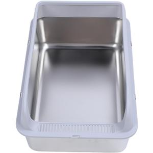 Extra Large Metal Litter Box with Lid, Stainless Steel Cat Litter Box, Non Sticky Leakproof Metal Litter Pan Traywith High Wall Sides Enclosure, Easy Clean, for Big