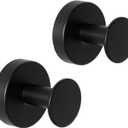 2 Pack Matte Black Robe Towel Hook, Wall Mount Stainless Steel Wall Hook, Heavy Duty Coat Hooks for Bathroom Kitchen Home Storage