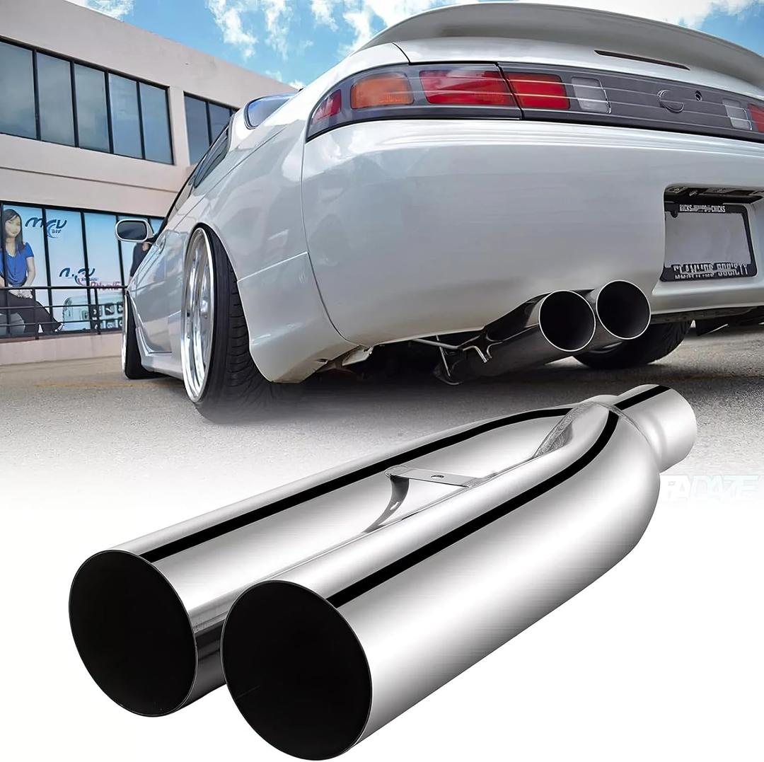 Exhaust Tips, Universal Dual Punta De Escape Para Carro 2.5" Inlet 3" Outlet 19" Length, Tail Pipe Exhaust Tips Compatible with Dodge Challenger SXT Honda Accord VW Chevy Camaro SS ZL1