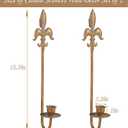 Fleur De Lis Wrought Iron Candle Sconces Set of 2, Rustic Candle Holders Hanging for Living Room Farmhouse Fireplace Wedding (Antique Copper)