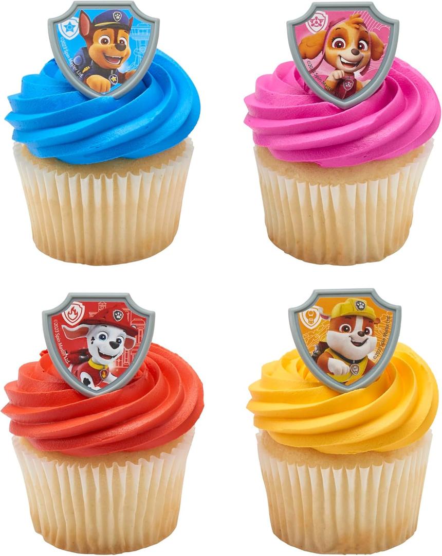 DecoPac Paw Patrol Reporting For Duty Rings, Cupcake Decorations Featuring Chase, Marshall, Skye, And Rubble - 24 Pack DecoPac Paw Patrol Reporting For Duty Rings, Cupcake Decorations Featuring Chase, Marshall, Skye, And Rubble - 24 Pack