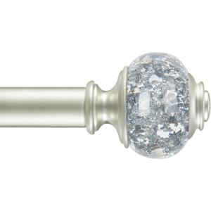 Curtain Rods 36 to 72 Inches(3-6 Feet) with Solid Aluminum Alloy Brackets, 1 Inch Telescoping Drapery Rod for Windows, Heavy Duty Decorative Curtain Rods with Translucent Finials, Matte Sliver