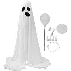 YUYTE Halloween Decorations Outdoor, Adjustable Height, Large Lighted White Cloth Ghosts for Indoor Outdoor Decor, Halloween Party