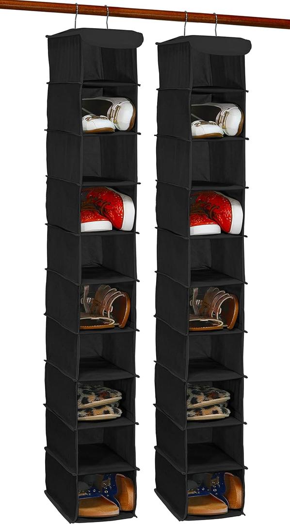 SIMPLE HOUSEWARE 2 Pack 10 Shelves Hanging Organizer, Black SIMPLE HOUSEWARE 2 Pack 10 Shelves Hanging Organizer, Black