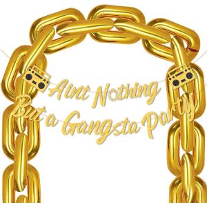 Hip Hop Party Decorations Ain't Nothing But a Gangsta Banner Jumbo Chain Balloons Retro 70s 80s 90s Inflatable Radio Boombox Decor