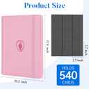 Premium 9 Pocket Card Binder for 540 Cards, Fabmaker PU Cover Trading Card Binder, Sturdy Card Collection Album, Sleek Card Holder Folders for Game Cards & Sports Cards, Pink