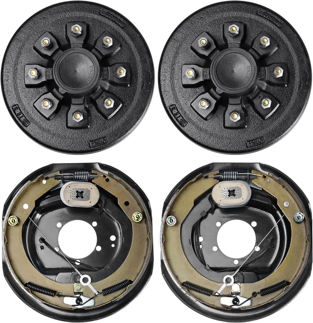 VEVOR Trailer Hub Drum Kits 8 on 6.5" B.C. with 12" x 2" Electric Brakes, Self-Adjusting Trailer Brake Assembly for 7000 lbs Axle, 5-Hole Mounting, Backing Plates for Brake System Part Replacement
