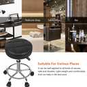 KKTONER Round Rolling Stool Chair PU Leather Height Adjustable Swivel Drafting Work SPA Shop Medical Salon Stools with Wheels Office Chair Small (Black)