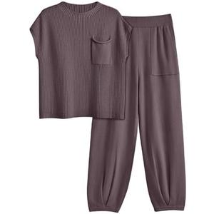 LILLUSORY 2 Piece Knit Sets For Women Trendy Sweatsuit Sets Large