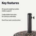 Amazon Basics Adjustable Patio Umbrella Stand, Black, 22 Pounds