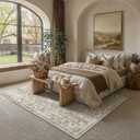 PureCozy 9x12 Washable Area Rug Beige Non Slip Thick Soft Vintage Carpet