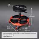 Adjustable Height Rolling Mechanic Stool, 300 LBS Garage Chair on Wheels, Rolling Workshop Stool with Cushioned Seat and Tool Trays, Ideal for Garage, Workshop, and Auto Repair