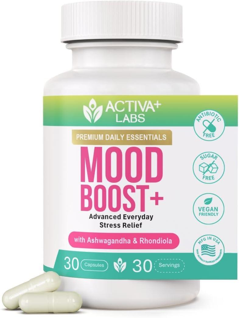 Mood Boost | 24-in-1 B-Complex & Zinc | Calm Support & Stress Relief Supplement with Ashwagandha, L-Theanine & GABA | Natural Mood, Energy & Resilience | Non-GMO, Vegan | 30 Day Supply