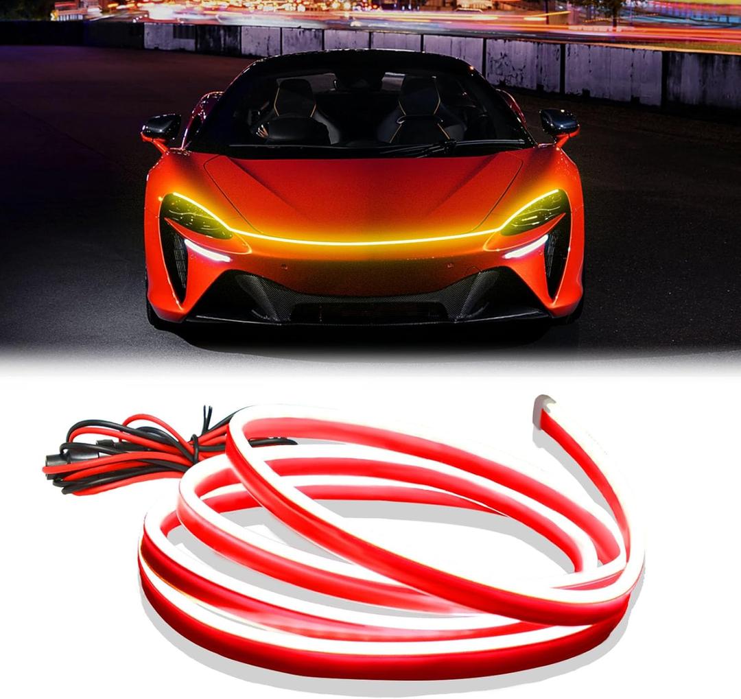 DIBMS 71-inch High-Brightness Car Hood Gap LED Light Strip - Daytime Running Lights Universal Auto Exterior Decor Accessories (Yellow)