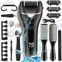 Electric Foot Callus Remover with 3 Roller Heads 2 Speed Rechargeable,Professional Pedicure Pedicure Kit Waterproof Foot Scrubber File,Pedicure Tools,Foot Care for Dead Hard Cracked Dry Skin