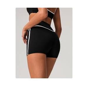 ODODOS Tummy Control Compression Shorts for Women, 4" Inseam High Waist Workout Biker Shorts with Inner Pocket, Contrast Piping Black, X-Large