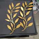 Zhengmy 2 Pieces Metal Tree Leaf Wall Decor Vine Olive Branch Leaf Wall Art Living Room, Hallway Wall Decor Outdoor Decoration(Gold)
