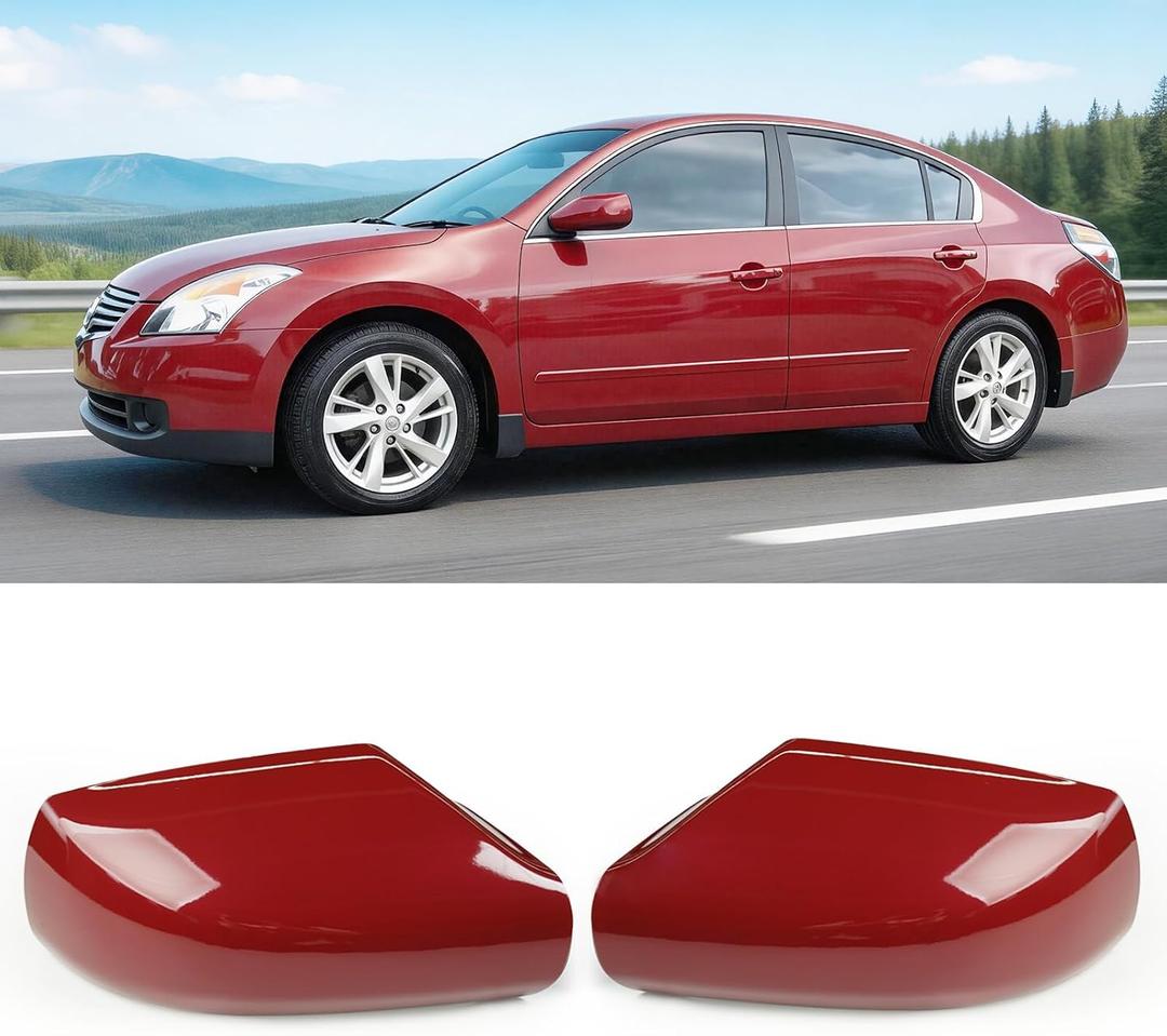 Moonlinks 1Pair Compatible with 2007 2008 2009 2010 2011 2012 Nissan Altima 2.5L Mirror Cover Replacement, Red Left Driver Side & Right Passenger Side Door Rearview Side Clip-on Mirror Cap (Red)