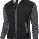 Msmsse Men's Full Zip Cardigan Sweater for Men Causal Thick Slim Fit Knitted Sweaters Jacket (Black, XL)