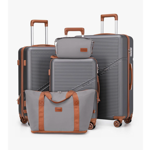 5 Piece Luggage Sets with Spinner Wheels, Hardshell ABS Suitcase Set with Tsa Lock, Lightweight Hardside Waterproof Travel Suitcases for Men Women, Grey (20"/24"/28")
