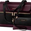 LOVEVOOK Laptop Bag for Women 15.6 Inch Tote Work Professional Leather Computer Briefcase Waterproof Handbag Shoulder Large Capacity Business Teacher Office Crossbody Purse (Black/Purple-1)