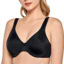 DELIMIRA Women's Plus Size Underwire Full Coverage Seamless Minimizer Bra (40C, Black)