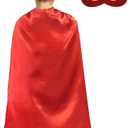 TopTie Satin Superhero Capes and Eyeflap Set, Halloween Festival Event Costumes and Dress Up for Kids & Adults (27 1/2" H x 23 1/2" W, Red)
