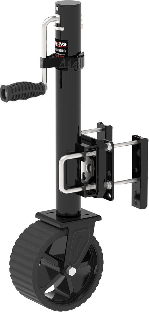 8-inch Wheel Trailer Jack, 13" Vertical Movement, 2000 lbs, for RV, Boat, Trailer and More, Black